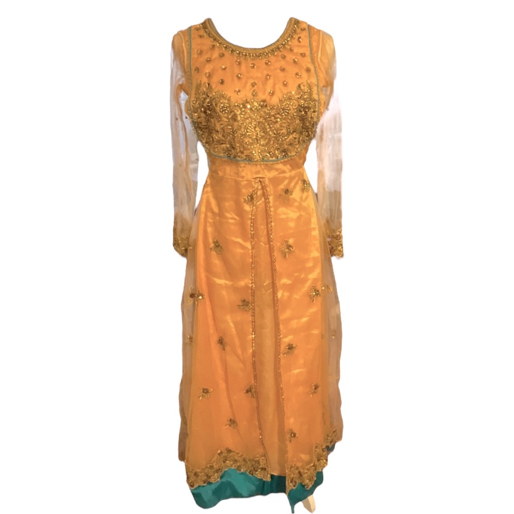 BLUE AND PEACH MAISHA DESIGNER WEDDING WEAR ANARKALI DRESS